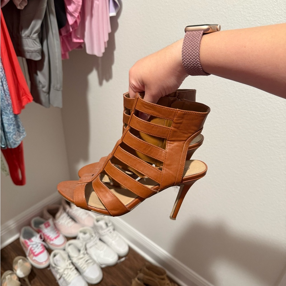 Brown Strappy Heeled Sandals